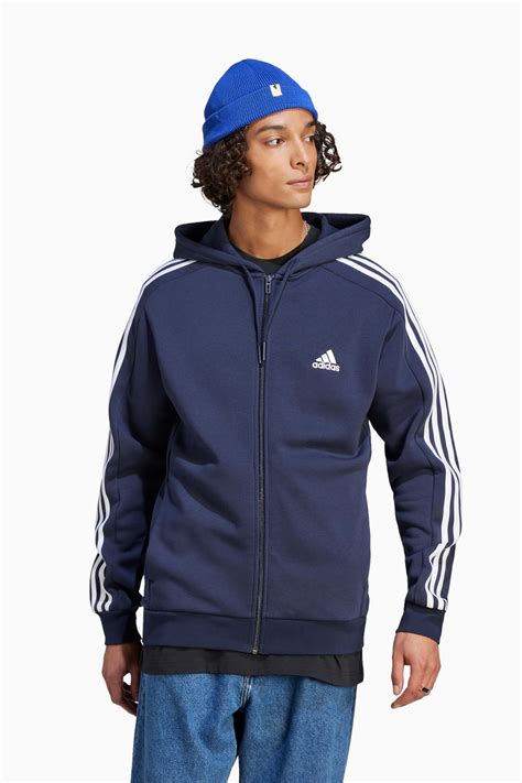 adidas kapuzenjacke essential 3s fz fleece blau/weiß